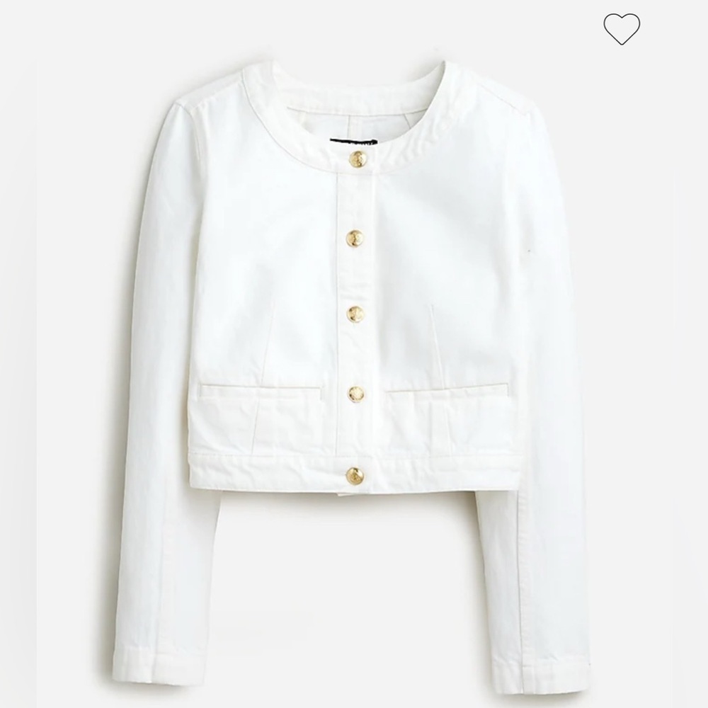 J CREW LOUISA LADY JACKET WHITE DENIM BR101 CAPTAIN STYLE BUTTONS CROPPED 6